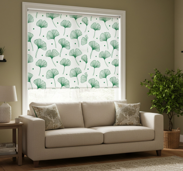 Tenda a rullo moderna foglie verdi di ginkgo grandi - TenStickers
