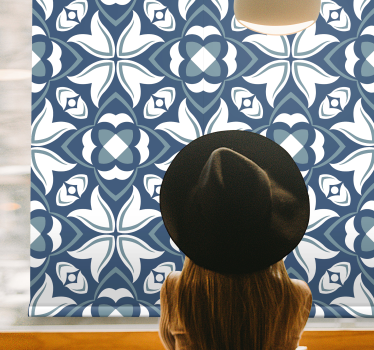Tenda a rullo moderna forme geometriche eleganti blu - TenStickers