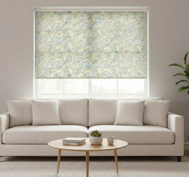 Tenda a rullo moderna geometrica beige blu gialla - TenStickers