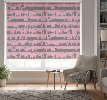 Tenda a rullo moderna libreria rosa e grigia - TenStickers