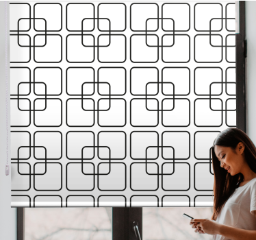 Tenda a rullo moderna quadrati geometrici in bianco e nero - TenStickers