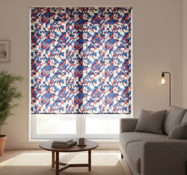 Tenda a rullo moderna motivo mosaico rosso e blu - TenStickers