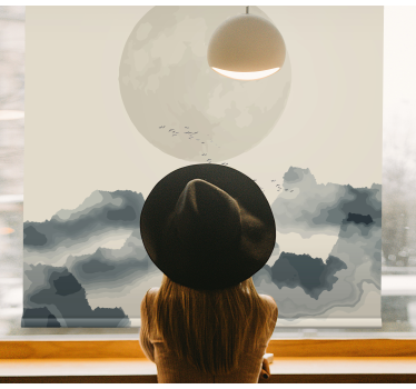 Tenda a rullo moderna paesaggio nuvoloso al chiaro di luna - TenStickers