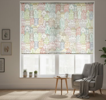 Tenda a rullo moderna pattern case disegnate a mano - TenStickers