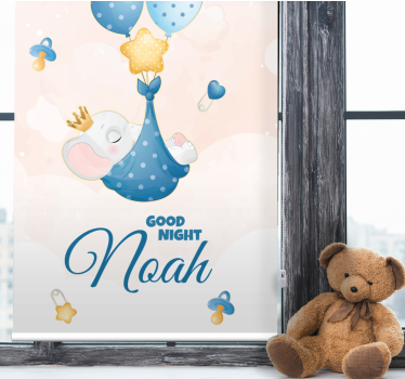Tenda a rullo neonati buonanotte elefante con nome - TenStickers