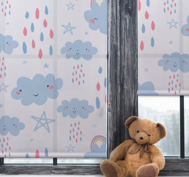 Tenda a rullo neonati modello di nuvole sorridenti - TenStickers