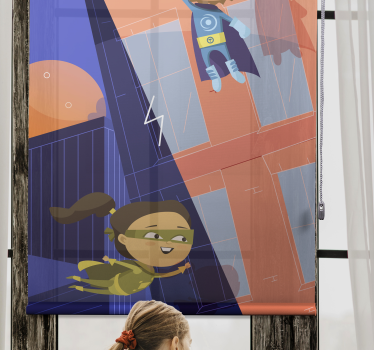 Tenda a rullo cameretta avventura di supereroi - TenStickers