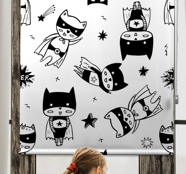 Tenda a rullo cameretta schizzo del fumetto del supereroe - TenStickers