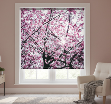 Tenda a rullo rosa alberi di fiori di ciliegio - TenStickers