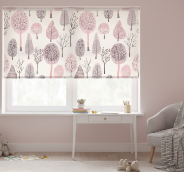Tenda a rullo rosa alberi nordici - TenStickers