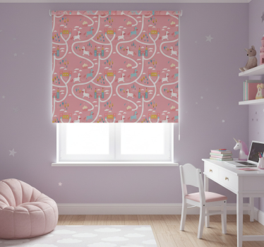 Tenda a rullo rosa castelli e unicorni - TenStickers