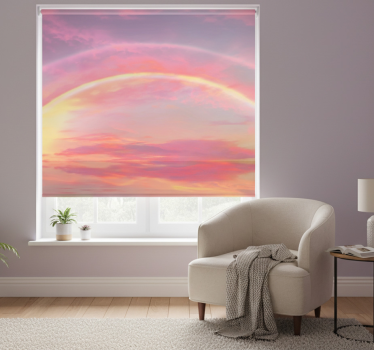 Tenda a rullo rosa cielo rosa con arcobaleno - TenStickers