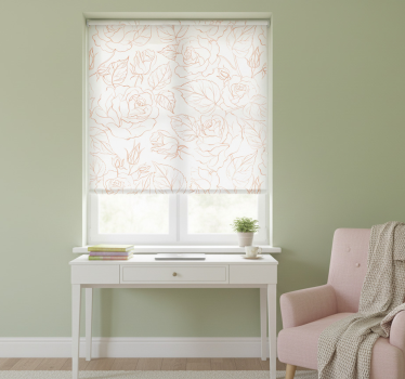 Tenda a rullo rosa con delicati motivi floreali - TenStickers
