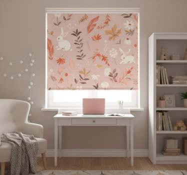 Tenda a rullo rosa design foresta autunnale - TenStickers