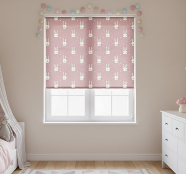 Tenda a rullo rosa facce di coniglietto - TenStickers