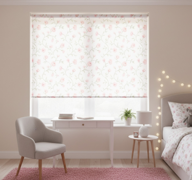 Tenda a rullo rosa fiore botanico rosa - TenStickers
