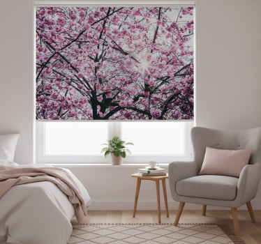 Tenda a rullo rosa fiori di ciliegio - TenStickers