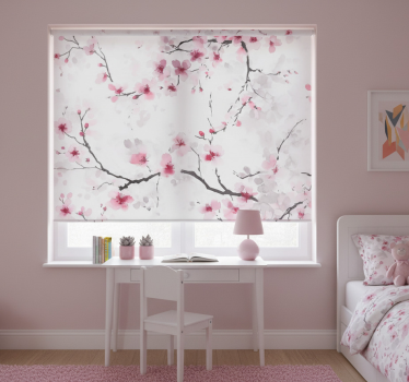 Tenda a rullo rosa fiori di ciliegio rosa - TenStickers