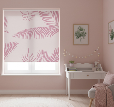 Tenda a rullo rosa grandi foglie di palma - TenStickers