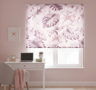 Tenda a rullo rosa grandi foglie tropicali - TenStickers