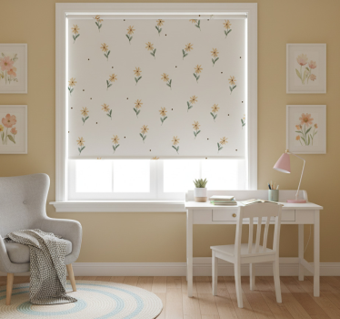 Tenda a rullo rosa margherite gialle - TenStickers