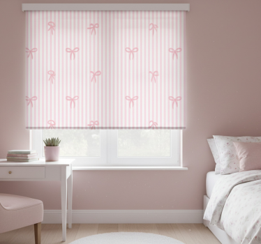 Tenda a rullo rosa righe e fiocchi - TenStickers