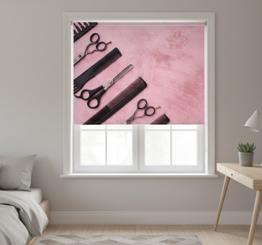 Tenda a rullo rosa utensili da parrucchiere - TenStickers