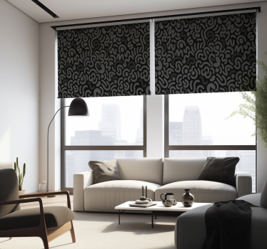Tenda a rullo soggiorno linee arrotondate nere astratte - TenStickers