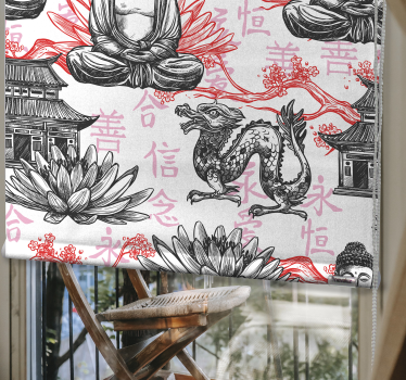 Tende a rullo camera da letto Buddha ornamentale - TenStickers
