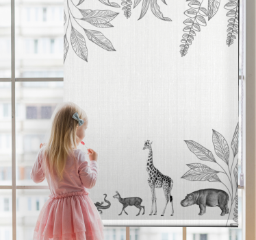 Tende a rullo di bambini Animali da safari e confine di alberi - TenStickers