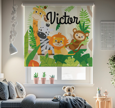 Tende a rullo Bambini gli animali della giungla personalizzati - TenStickers