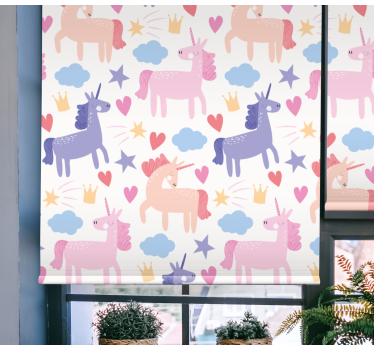 Tende a rullo di bambini Unicorno con cuori e stelle - TenStickers