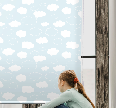 Tende a rullo di nuvole Stile di disegno bianco e azzurro - TenStickers
