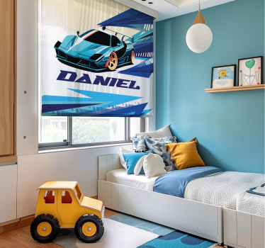 Tende a rullo personalizzabili macchina da corsa blu - TenStickers