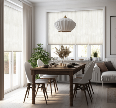 Tenda a rullo sala da pranzo stile rustico legno bianco - TenStickers