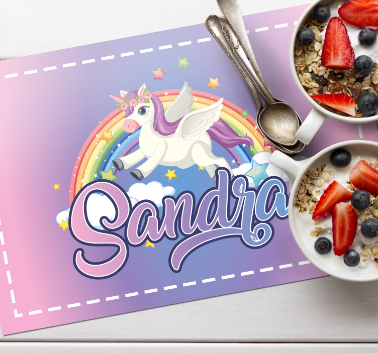 Tovagliette personalizzabili per bambini unicorno bello - TenStickers