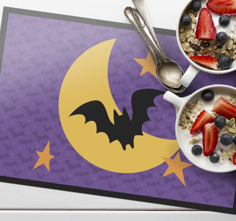 Tovaglietta colazione altri colori Stelle lunari e un pipistrello - TenStickers