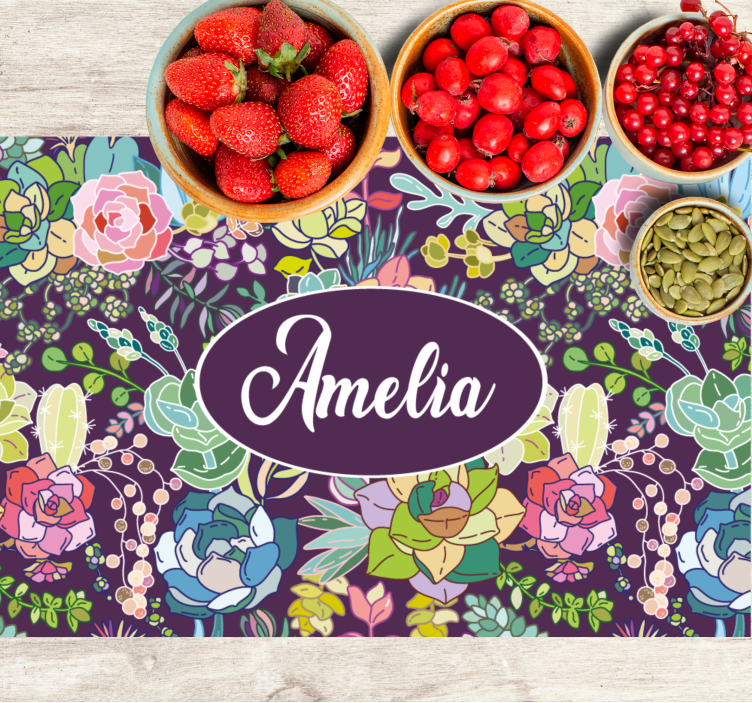 Tovaglietta americana con nome arte floreale personalizzata - TenStickers