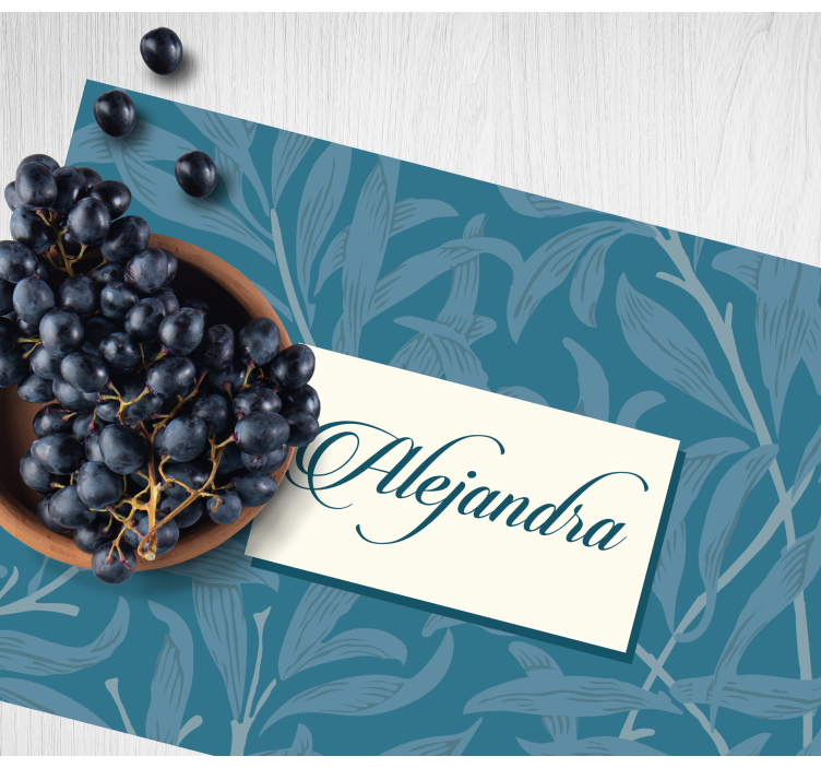 Tovaglietta americana con nome design foglia elegante - TenStickers