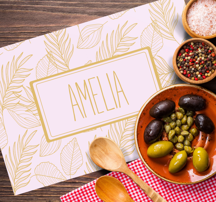 Tovaglietta americana con nome motivo foglia personalizzato - TenStickers