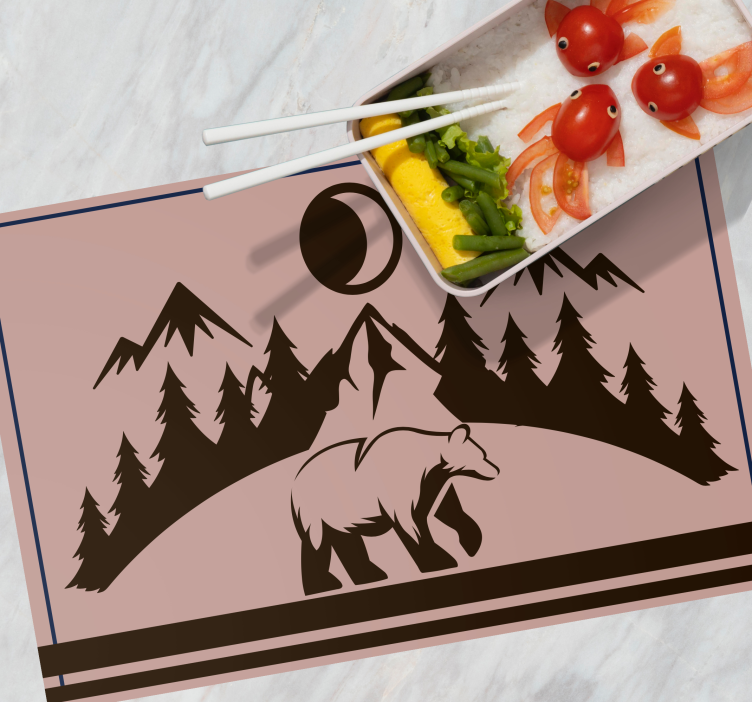 Tovaglietta americana con nome scena silhouette orso - TenStickers