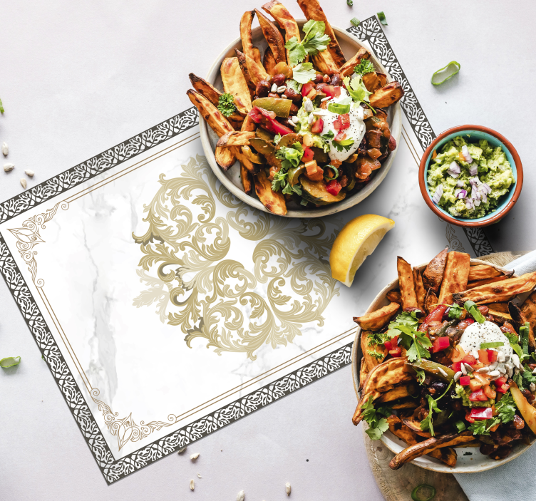 Tovaglietta americana elegante marmo bianco barocco - TenStickers