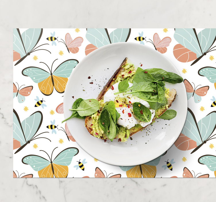 Tovaglietta americana frase delizia a motivo farfalla - TenStickers