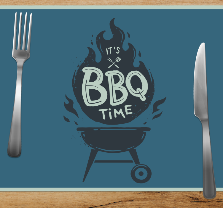 Tovaglietta americana frase tempo di bbq fiamme - TenStickers