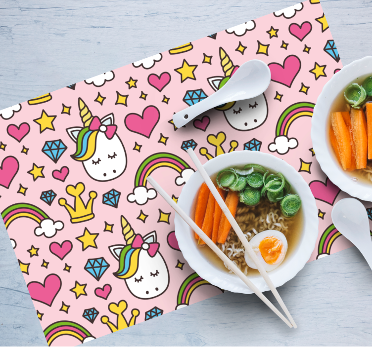 Tovaglietta americana infantile con motivo unicorno carino - TenStickers