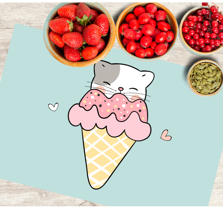 Tovaglietta americana infantile gattino gelato carino - TenStickers