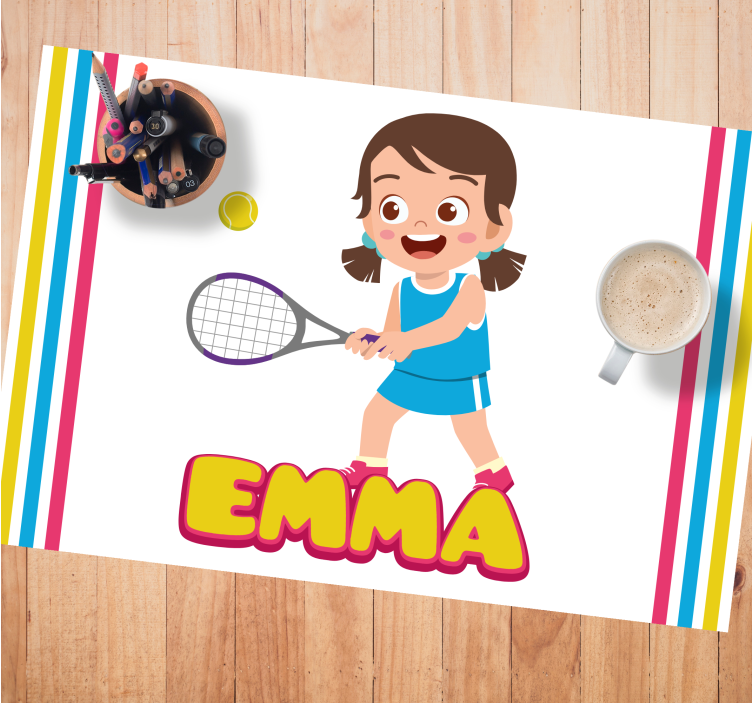 Tovaglietta americana infantile giocatore di tennis felice - TenStickers