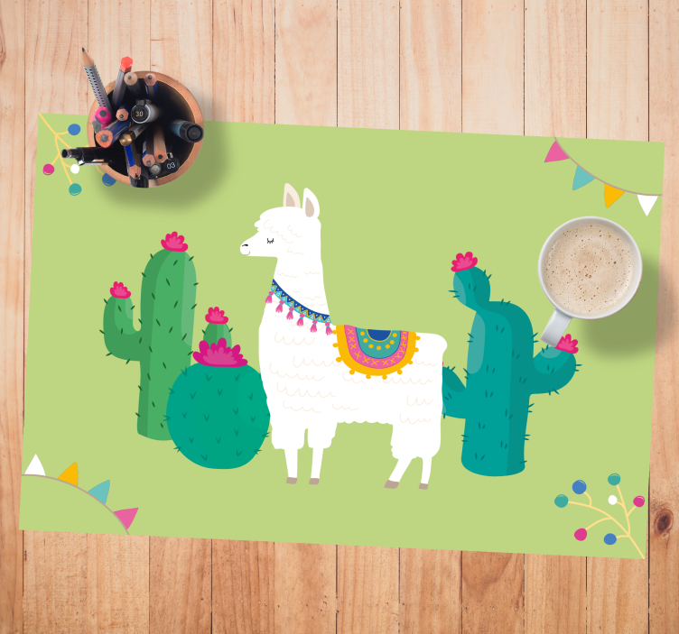 Tovaglietta americana infantile lama con cactus - TenStickers