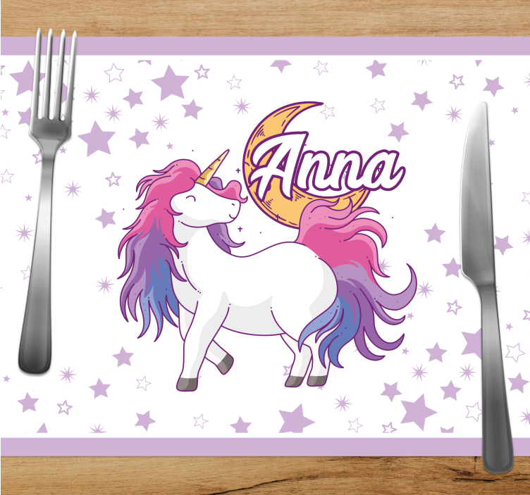 Tovaglietta americana infantile unicorno con stelle - TenStickers