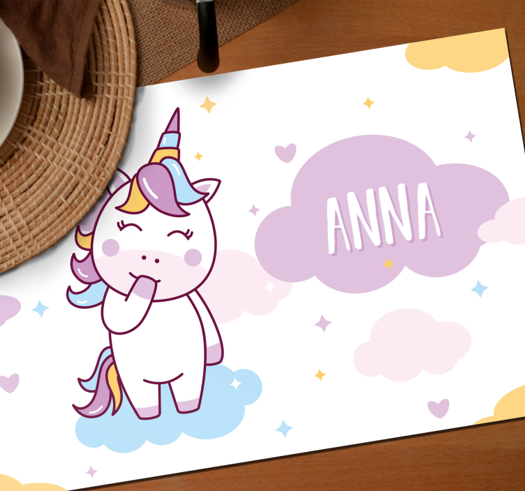 Tovaglietta infantile Unicorno personalizzabile - TenStickers